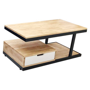 Antique Nordic Style Transformer Living Room Coffee <b>Table</b> with 1 Drawer Solid Wood <b>End</b> <b>Table</b> for Home Dining or Hotel TT68021 - Product Image 1