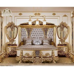 เตียงไม้สักดีไซน์หรูหรา รุ่นพรีเมียม พร้อมโต๊ะข้างเตียง แกะสลักอย่างประณีต ดีไซน์พนักพิงสูง รุ่นมาฮาราจา - Product Image 1