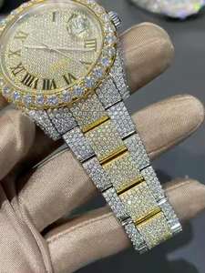 Reloj de Pulsera Casual con Incrustaciones de Moissanita, Estilo Prefect, para Hombre, Brillante, de Acero Inoxidable Puro, Reloj de Cuarzo, Reloj Automático - Product Image 2