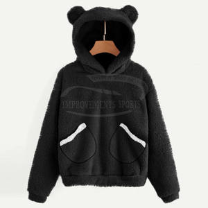 Super Selling Women's Breathable <b>Hoodie</b> Custom Logo Printing Woven Fabric Crew Neck with <b>Fur</b> Long Length Regular Fit Sweatshirt - Product Image 2