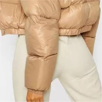 Veste d'hiver matelassée brillante pour homme, style décontracté, col montant, coupe courte, avec imprimé dessin animé et logo frontal