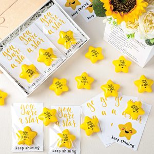 Squeeze Star Stress Balls Mini Star Stress Relief Balles en mousse avec cartes de motivation Sacs Garçons Filles Cadeau Classe Party Favors - Product Image 5