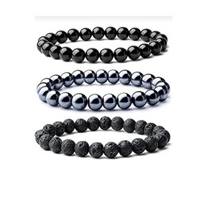 Onice pietra lavica ematite 3 pezzi bracciale in pietra naturale