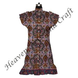 Bloque de algodón impreso exclusivo Top/corto Kurti Floral mujeres exclusivo Top/corto Kurti indio hecho a mano puro algodón primavera Casual - Product Image 1