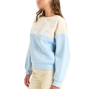 En diferentes colores de contraste, buena venta de ropa de calle para mujer, suéter de algodón con cuello redondo de doble cara y hombros caídos, sudaderas - Product Image 2