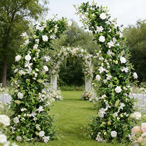折衷的な緑の植物、バラのアーチ、結婚式の舞台の背景のための花の芸術、造花 - Product Image 6