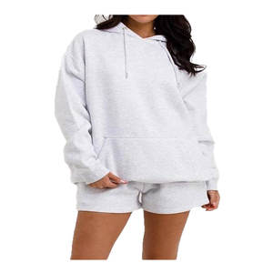 Conjunto de Sudadera con Capucha y Pantalones Cortos de Alta Calidad para Mujer, Talla Grande, Corte Ajustado, Sudadera con Capucha y Pantalones Cortos con Estampado DTG, Primavera, de Pakistán - Product Image 6