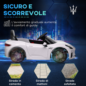 AIYAPLAY 12V Maserati Gran Turismo Folgore Coche Infantil con Control Remoto, Edad 3-5 Años, Blanco - Product Image 6