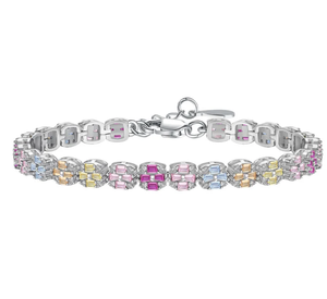 Bracelet délicat et coloré en argent sterling 925 avec diamant, coupe émeraude, bracelet tennis, bracelet de luxe - Product Image 1