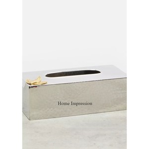 Porte-papier de soie en forme de rectangle fini de couleur argentée en métal robuste d'aspect standard de concepteur simple pour la table de restaurants - Product Image 1