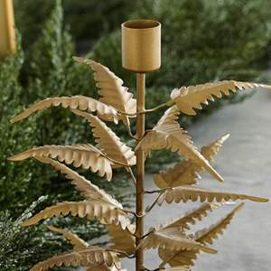 Portavelas Cónico de Hierro con Diseño Botánico Dorado, Decoración de Mesa Hecha a Mano, Ecológica, Moderna, Decoración Navideña Festiva para el Hogar - Product Image 4