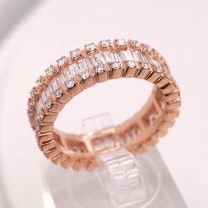 Anillo de Diamantes Étnico de Oro Rosa de 14K con Corte Baguette Cultivado en Laboratorio, Certificado por IGI, para Mujer, Ideal para Bodas y Fiestas - Product Image 5