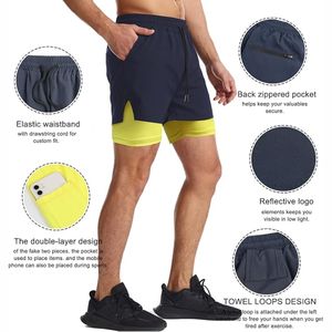 Short de course de gymnastique à compression de 7 pouces à séchage rapide pour hommes avec poches à fermeture éclair vêtements de sport personnalisés à motif solide - Product Image 5