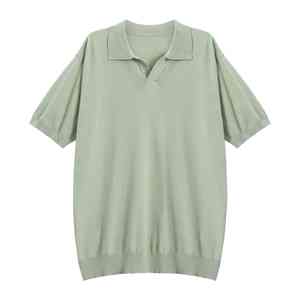 T-shirt à manches courtes personnalisé hommes été nouveau t-shirt POLO drapé de conception de couleur unie - Product Image 1