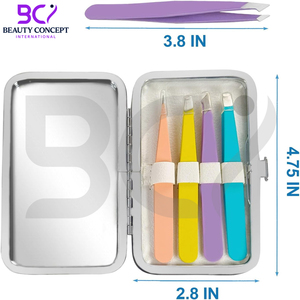 Pince à épiler à sourcils en acier inoxydable de haute précision, en quatre couleurs différentes ensembles de pinces à épiler de beauté de produit de meilleure qualité - Product Image 5
