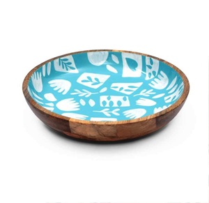 ชามสลัดพิมพ์ลายไม้มะม่วงกุหลาบพร้อมช้อนเสิร์ฟที่เข้ากัน 1 จานชามสลัดขายดีขนาดที่กําหนดเองผลิตในอินเดีย - Product Image 2