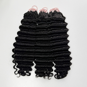 Cabello humano de onda profunda para crochet, negro natural, suave, rizos completos, cabello tipo pluma para trenzas y estilos de crochet. - Product Image 5