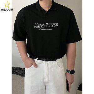 Polo de Hombre con Estampado de Letras en Tela Texturizada Negra, Verano - Product Image 3