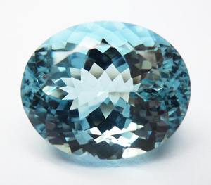 Piedra preciosa genuina suelta de corte facetado con forma ovalada de Aguamarina Natural 100% para hacer joyas de plata y oro a precios bajos - Product Image 1
