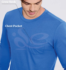 T-shirt en coton épais coupe ajustée pour hommes 100%, respirant, anti-rides, col rond, manches longues, logo personnalisé, streetwear - Product Image 2