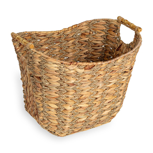 Panier de rangement naturel pour l'organisation de la maison, en jacinthe d'eau tressée avec poignées - Product Image 2