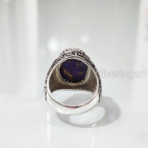 Exportation de bague pour hommes naturel violet cuivre turquoise pierre précieuse décembre bague de naissance arabe bijoux fins bague en argent sterling 925 - Product Image 6