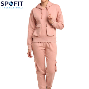 2025 Custom <b>Women</b> Plus <b>Size</b> High Street Tracksuits Front Pockets 100% Cotton Street Wear Custom Logo Printing Rhinestone - Product Image 1