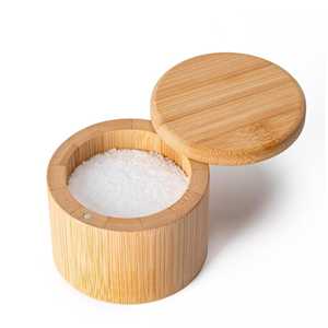 Juego de Recipientes para Condimentos de Bambú Natural con Tapa Giratoria, Ranura para Cuchara, Salero y Pimentero Magnético, Contenedor de Almacenamiento de Especias para Cocina, Tarro Ecológico - Product Image 4