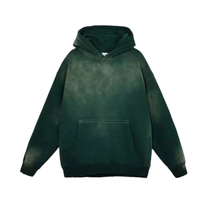 Sweat à capuche personnalisé pour hommes, vente en gros, poids lourd, délavé au soleil, logo personnalisé, broderie, sweats à capuche surdimensionnés délavés à l'acide de haute qualité - Product Image 2