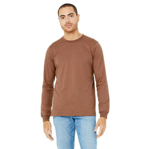 OEM personalizado Unisex Castaño cuello redondo manga larga Camiseta 100% Airlume algodón secado rápido ligero suave y duradero Ajuste de gran tamaño - Product Image 1