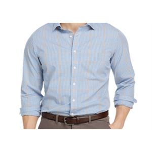 Camicia in Denim Blu Navy da Uomo Bloomingdale's, Vestibilità Slim Elasticizzata, 100% Cotone, Tessuto Popeline Antipiega, Taglia XL - Product Image 1