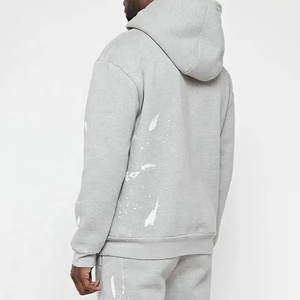 Wholesale Heavyweight 100% Cotton Fleece Sweat Suits Custom Designs for Gym Casual Sportswear Paint Art Splash Styles Tracksuits - Product Image 2