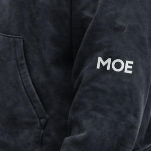 Sweat à capuche surdimensionné en molleton de coton noir vintage avec logo personnalisé pour homme, épaules tombantes, pull streetwear, vente en gros OEM - Product Image 2