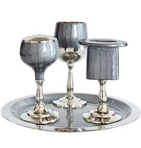 New Arrival Four-Piece Candle Holder Spice Box Set Hammered Nickel Plate Metal Goblet Jewish Supplier's Drinkware Accessories - Product Image 5