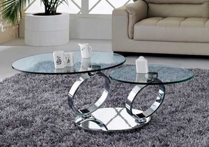 Tavolino da Caffè Moderno in Acciaio Inossidabile e <span class=keywords><strong>Vetro</strong></span> Temperato con Design <span class=keywords><strong>Rotondo</strong></span> Elegante <span class=keywords><strong>per</strong></span> Soggiorno, Appartamento e Casa Contemporanea - Product Image 3