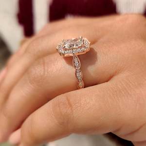 Vintage Style Milgrain Radiant Cut Lab Grown Diamond Women's Engagement Ring - Product Image 4