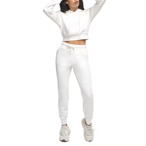 Ropa de calle con logotipo personalizado para mujer, sudadera, pulóver, sudaderas con capucha para gimnasio, Sudadera corta para mujer, conjunto de Sudadera con capucha informal para mujer - Product Image 3