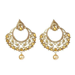 Boucles d'oreilles Kriaa Kundan plaquées or Chandbali modèle 1307415B - Product Image 1