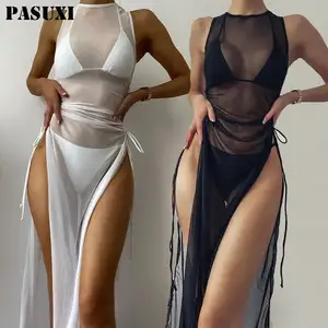 PASUXI Heiß Damen 3-teilig solide sexy Bandage Bademode Strandbekleidung Bademode Bikini-Set mit Abdeckkleid Badebad