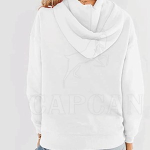 Sudadera con capucha de invierno informal blanca pura para mujer Logotipo de Pekín personalizado en tela de punto frontal Estilo informal - Product Image 3
