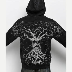 เสื้อฮู้ดดี้คุณภาพดี ล้างสีแบบแอซิดวอช ผ้าฝ้าย 100% เสื้อฮู้ดดี้ซิปแบบแอซิดวอช ผ้าฝ้ายผสมแบบดิสเทรส สำหรับผู้ชาย - Product Image 3