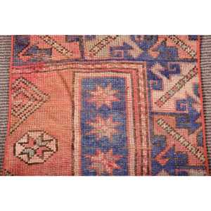 Tapis vintage 1,6 x 2,1 pieds, tapis turc, tapis en laine rouge à motifs géométriques - Product Image 3