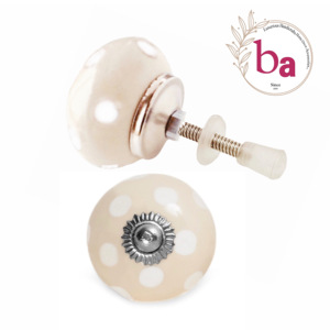 Bouton en céramique à pois beige Exportation de qualité pour armoires Commodes Cuisine pour armoires - Product Image 1