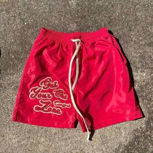 Short de plage d'été en chenille brodé sur mesure pour hommes, matériau en nylon anti-rides pour la natation en salle de sport - Product Image 5