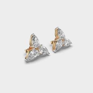 Boucles d'oreilles de fiançailles et de mariage en diamant solitaire de coupe élégante, or massif 14K/18K, coupe poire, plaqué rhodium - Product Image 3