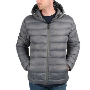 Chaqueta acolchada para hombre, chaqueta acolchada blanca de estilo callejero, con logotipo personalizado, gruesa, cálida, para invierno, con cremallera y soporte, de talla grande - Product Image 1