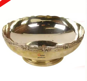 Cuenco para servir comida de acero inoxidable de metal de forma redonda con acabado dorado de aspecto más nuevo para restaurante de hotel - Product Image 1