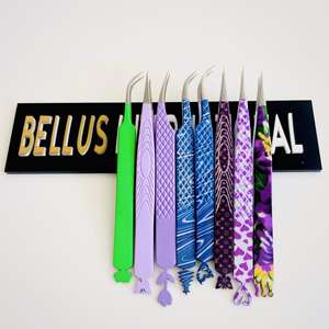 Pince à cils en acier inoxydable oblique à pointe argentée avec logo personnalisé pour extension de cils - Product Image 4