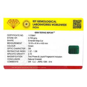 เพชรทรงเหลี่ยมมรกตสีเขียวธรรมชาติ 3.5 กะรัต สำหรับทำเครื่องประดับ ได้รับการรับรองจาก IGI ผ่านการอบความร้อนและขัดเงาแล้ว - Product Image 4