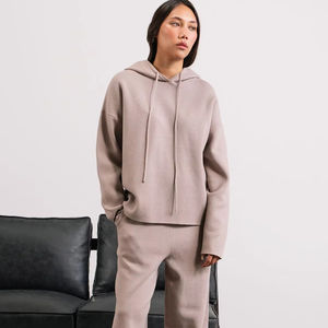 ชุดวอร์มฮู้ดดี้ผ้าฝ้ายหนานุ่มสำหรับผู้หญิง ลายเรียบ สวมใส่สบาย ระบายอากาศได้ดี รับสกรีนโลโก้ - Product Image 1